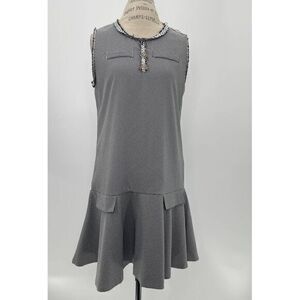 MOLLY BRACKEN Gingham Black and White Flutter Sleeveless A-Line Dress MEDIUM